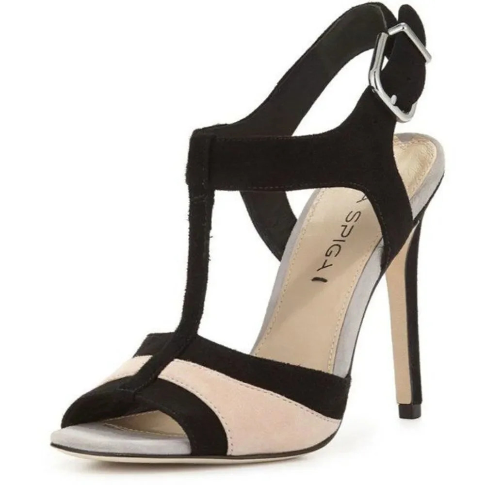 Via Spiga Talisa T-Strap Open Toe Stiletto Heels 10